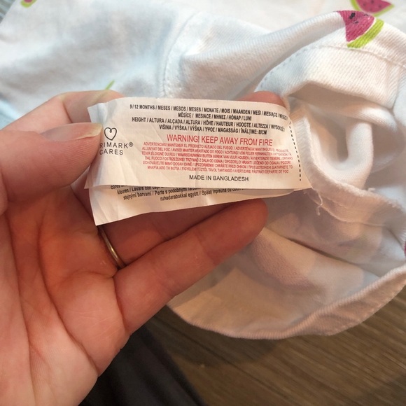 Primark Cares Watermelon Print White Denim Overalls Baby Girl Size 9-12 Months - Picture 8 of 10